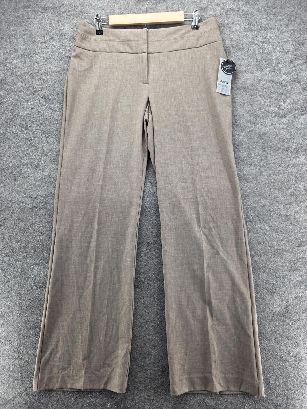 APT.9 Pants Womens 10 Beige Curvy Trouser Mid Rise Relaxed Leg Slimming Work